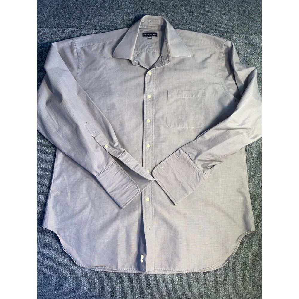 Hart Schaffner Marx Dress Shirt Mens Size 16.5 Gray Midweight Pocket Button Down